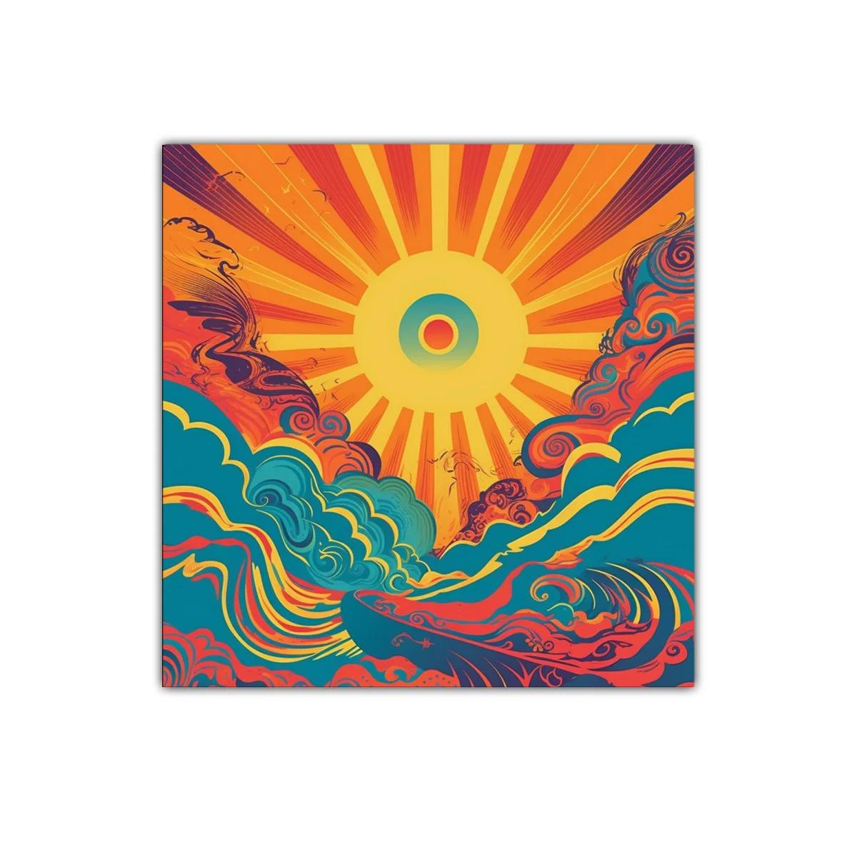 Cuadro decorativo ilustración sol y olas coloridas — imagen principal