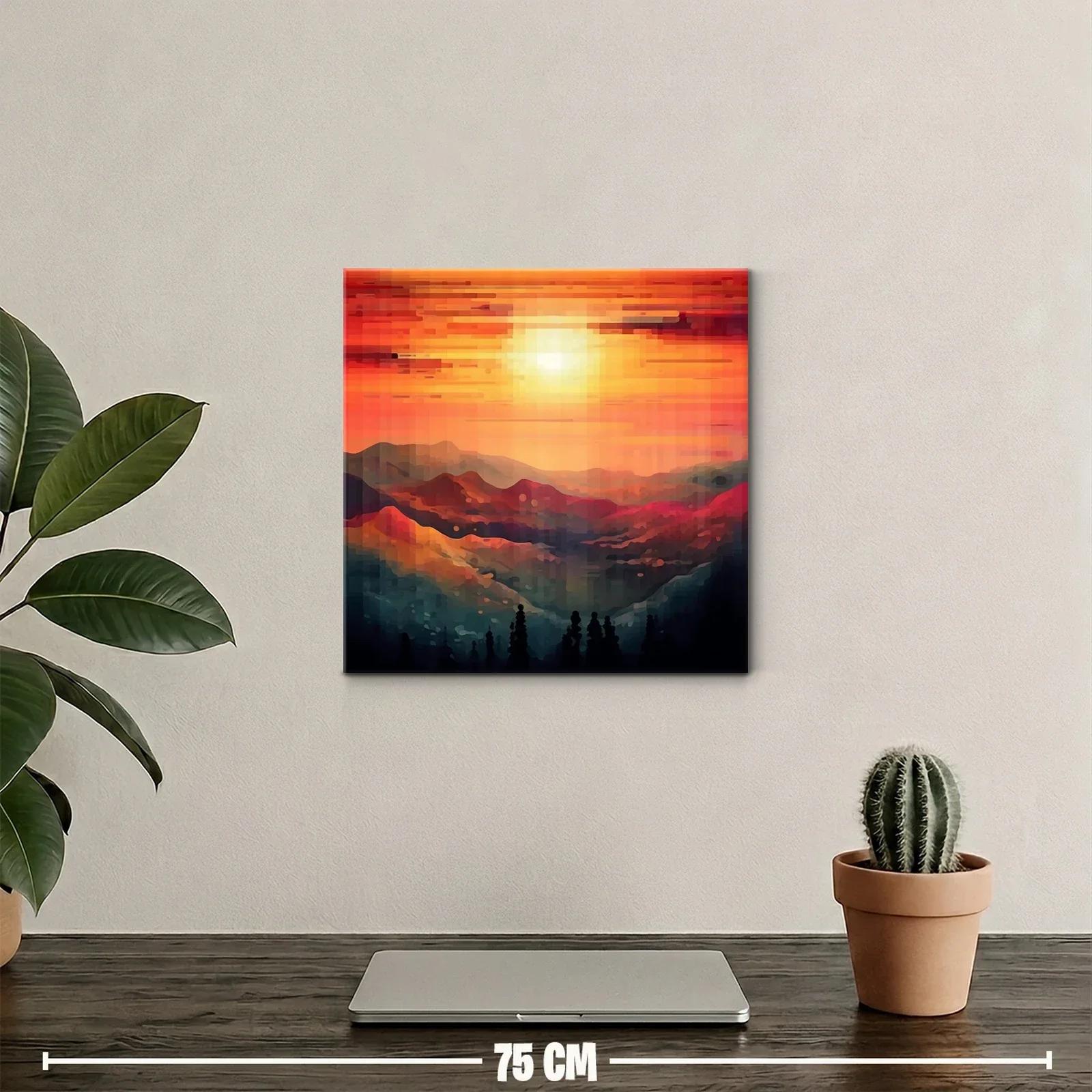 Paisaje de montaña con sol poniente en tonos cálidos — miniatura 2