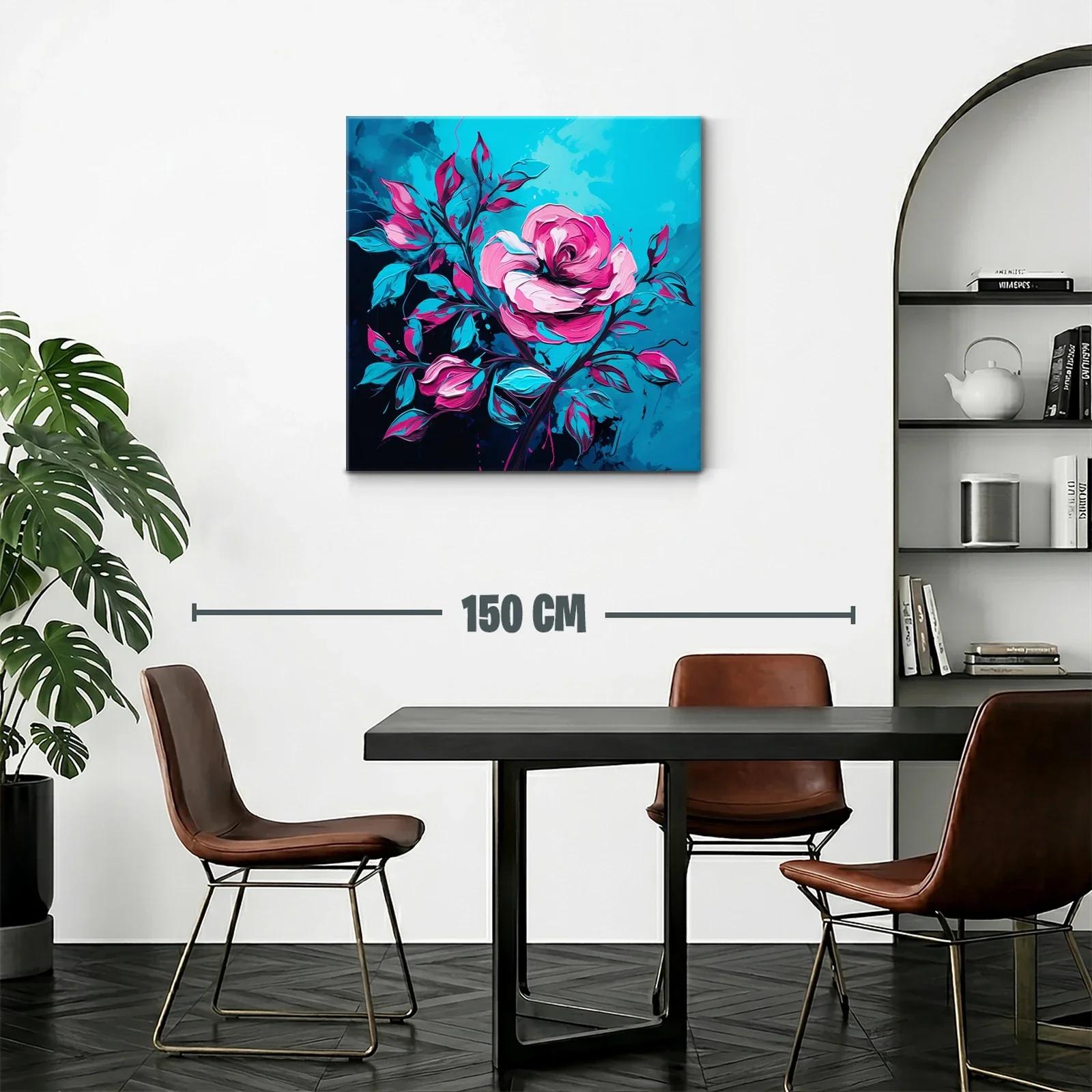 Rosa vibrante con hojas en tonos azules y fucsias — miniatura 2