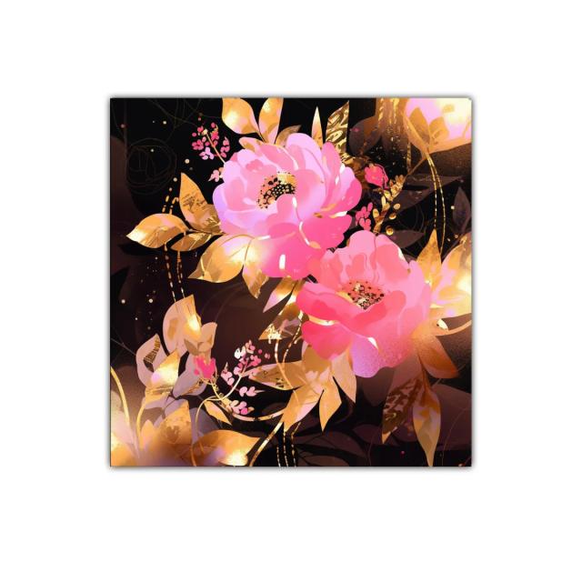 Elegancia floral en tonos dorados y rosas vibrantes