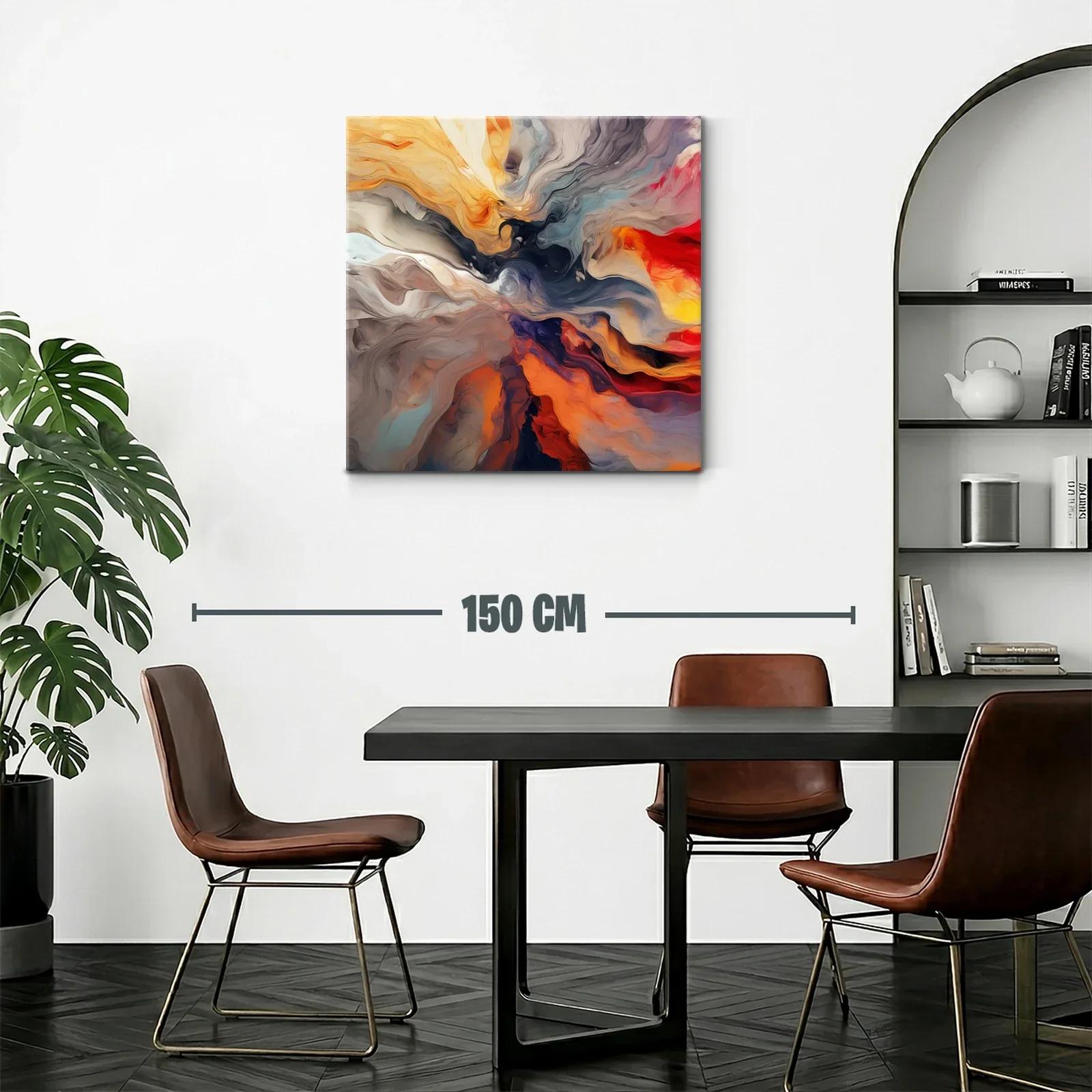 Cuadro abstracto con vibrantes tonos cálidos y fríos — miniatura 2