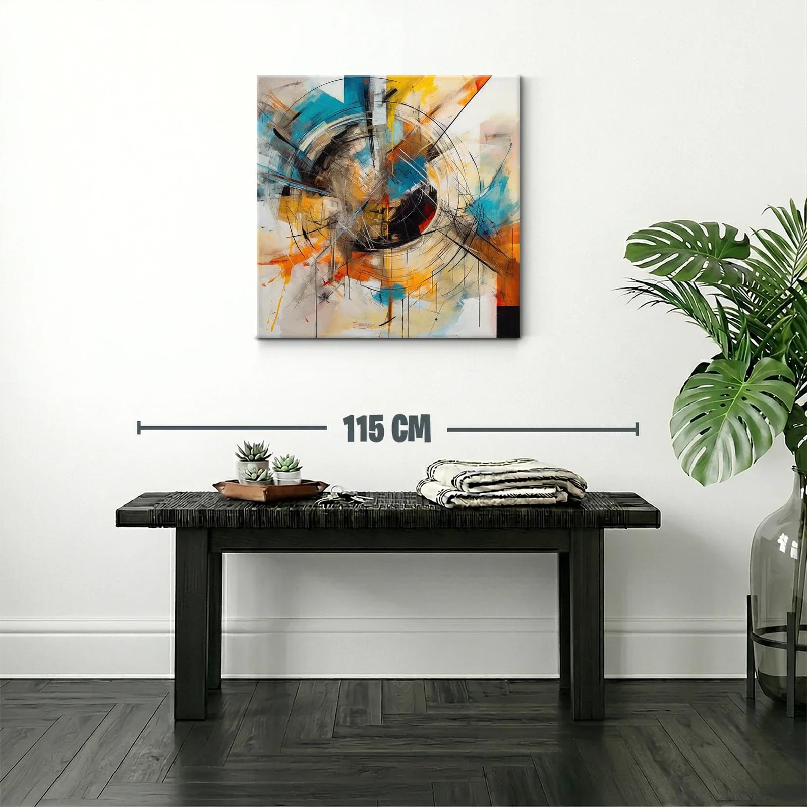 Cuadro abstracto con formas circulares y tonos vibrantes — miniatura 2