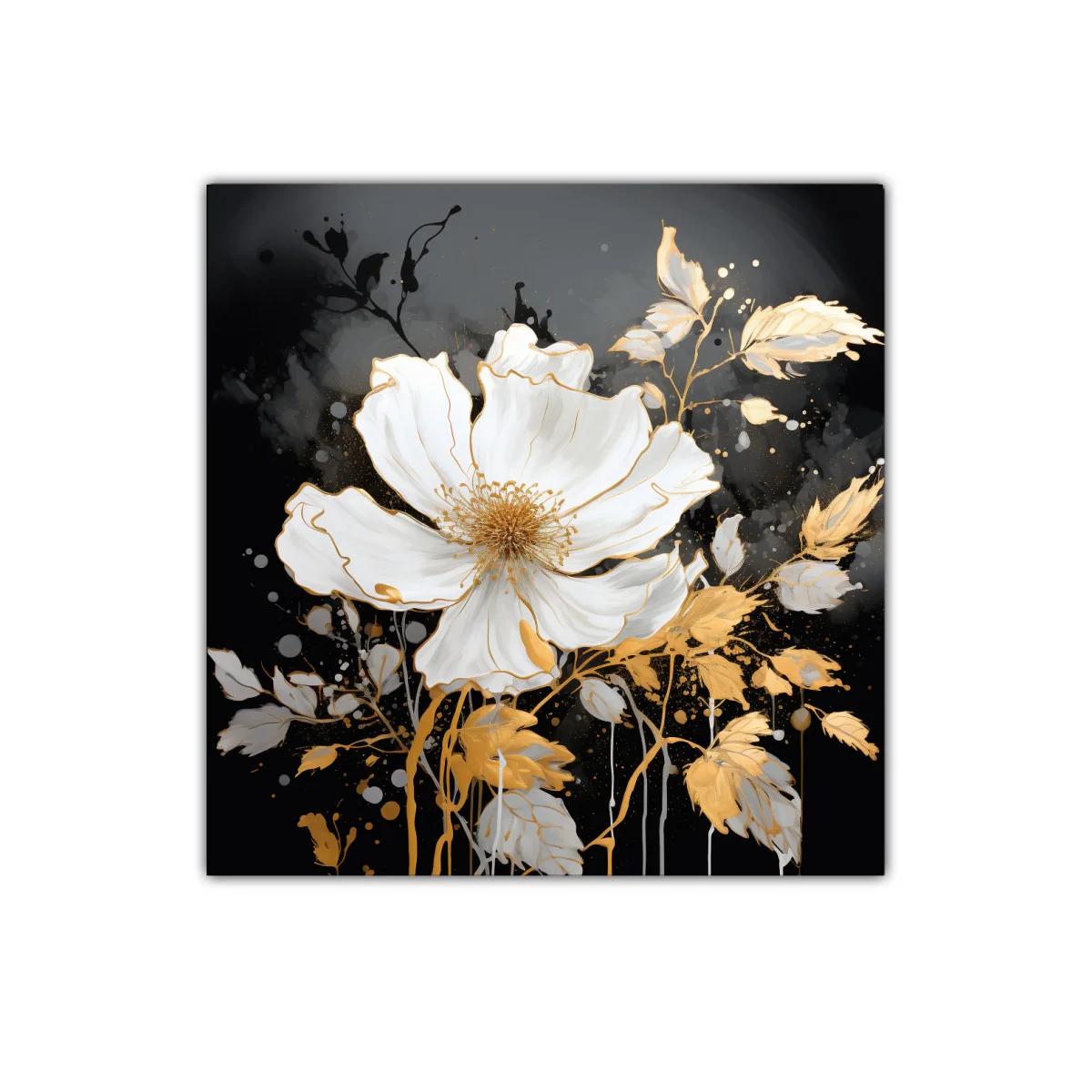 Elegancia floral en tonos blancos y dorados sobre fondo oscuro — imagen principal