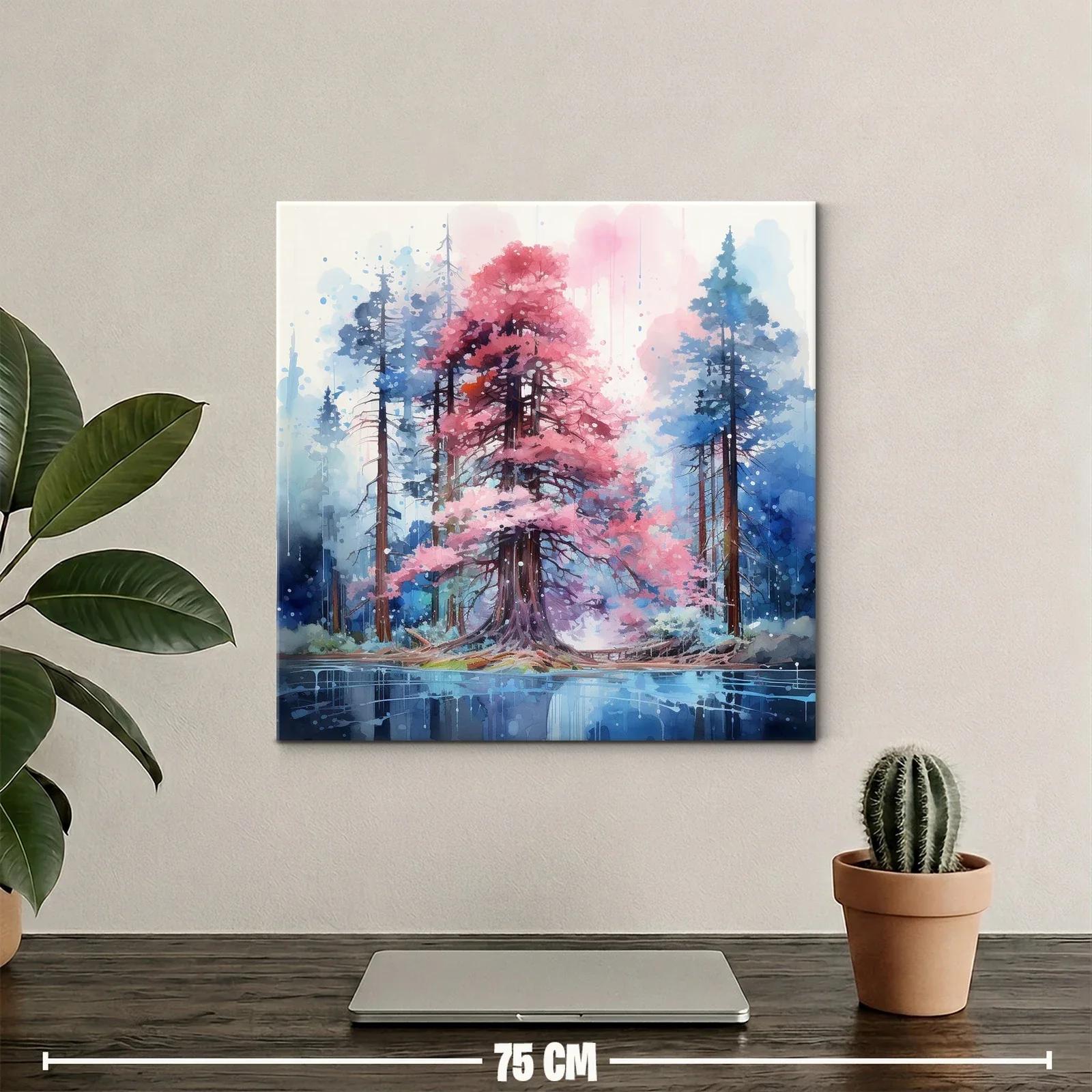 Bosque mágico con árboles en tonos rosa y azul — miniatura 2