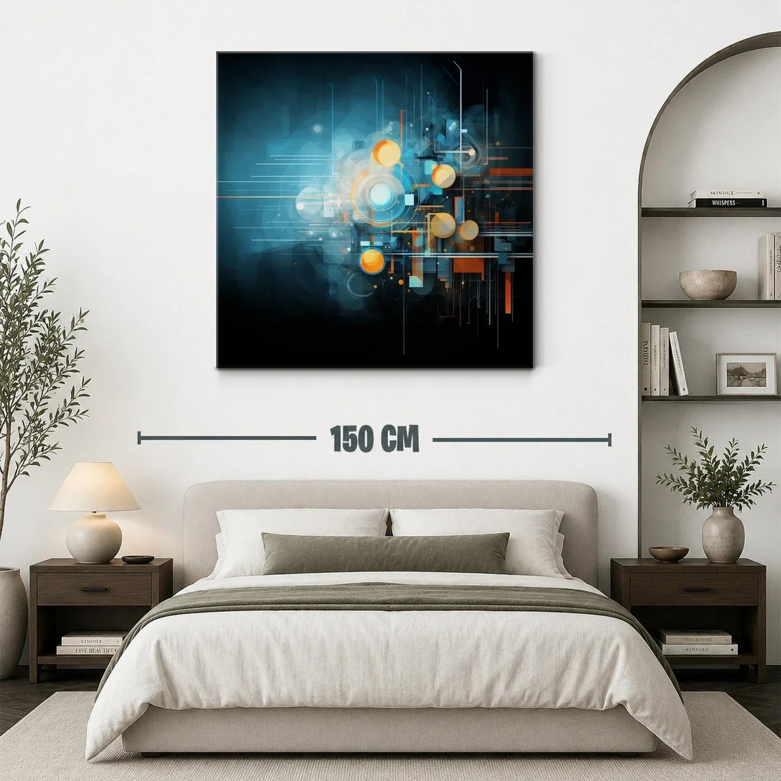Composición abstracta futurista con tonos azules y naranjas — miniatura 3