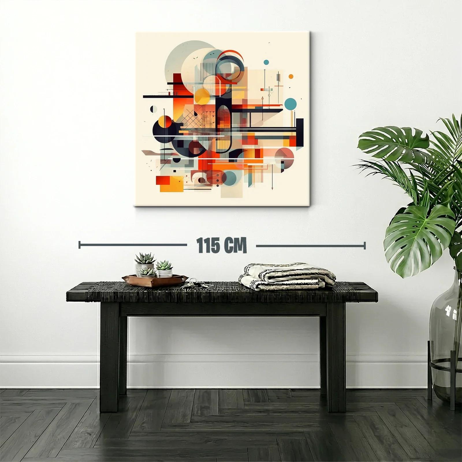 Composición geométrica abstracta en tonos cálidos y fríos — miniatura 2