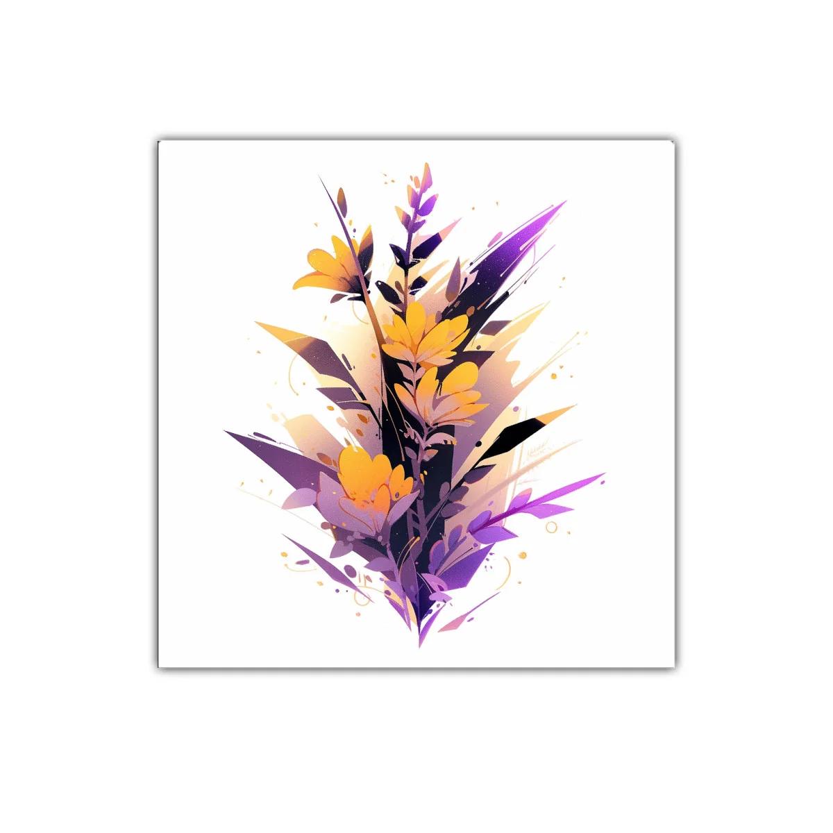 Composición Floral en Tonos Morados y Amarillos Vibrantes — imagen principal