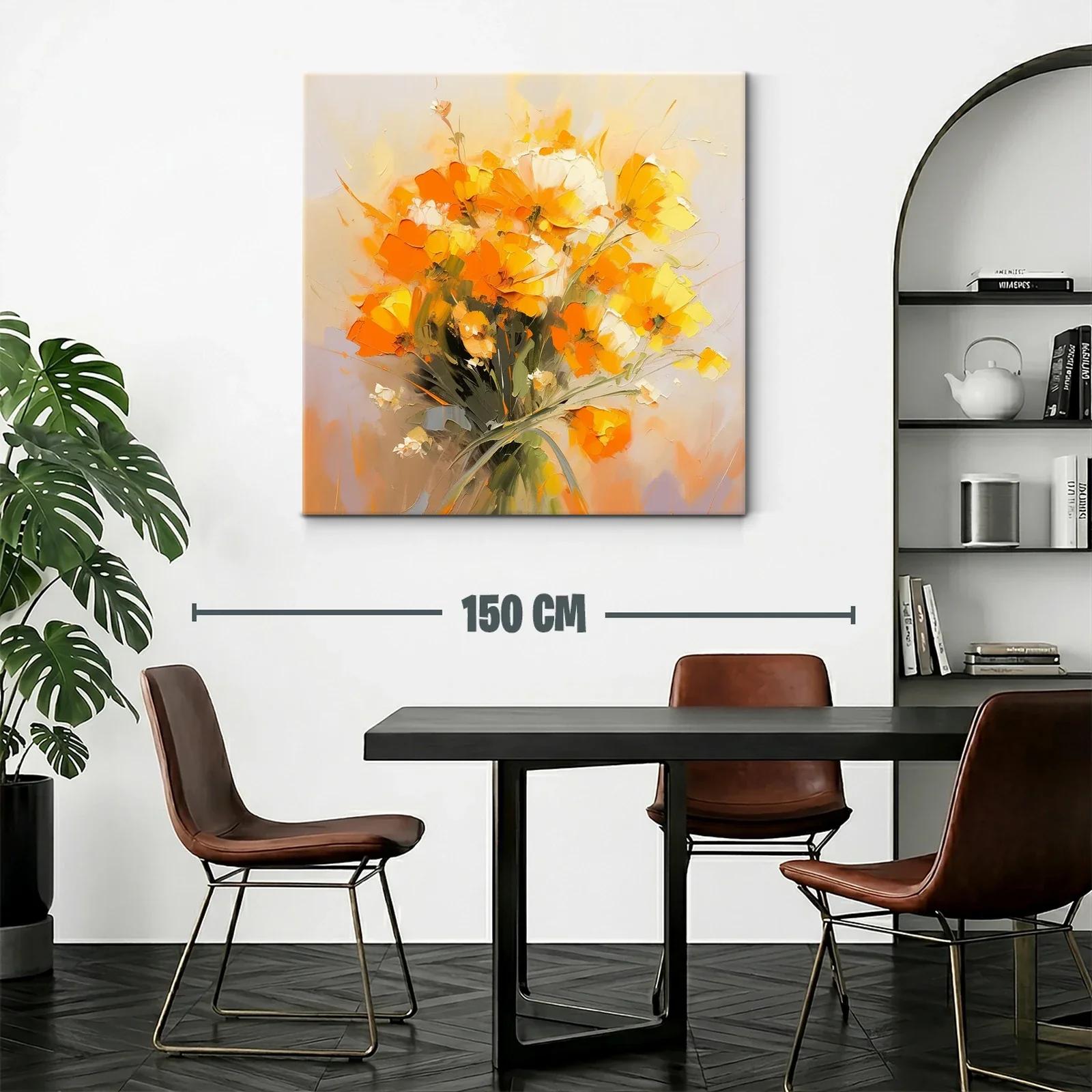 Cuadro floral vibrante en tonos naranja y amarillo — miniatura 2