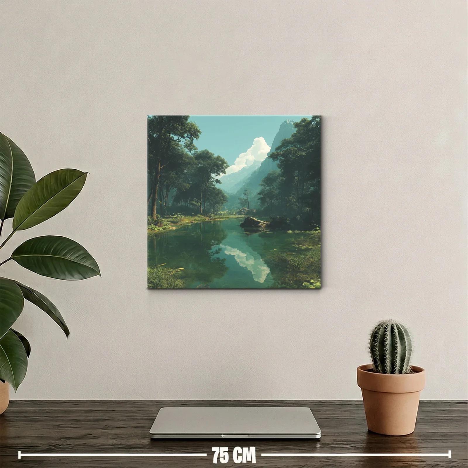 Serena vista natural con montaña y río en calma — miniatura 2
