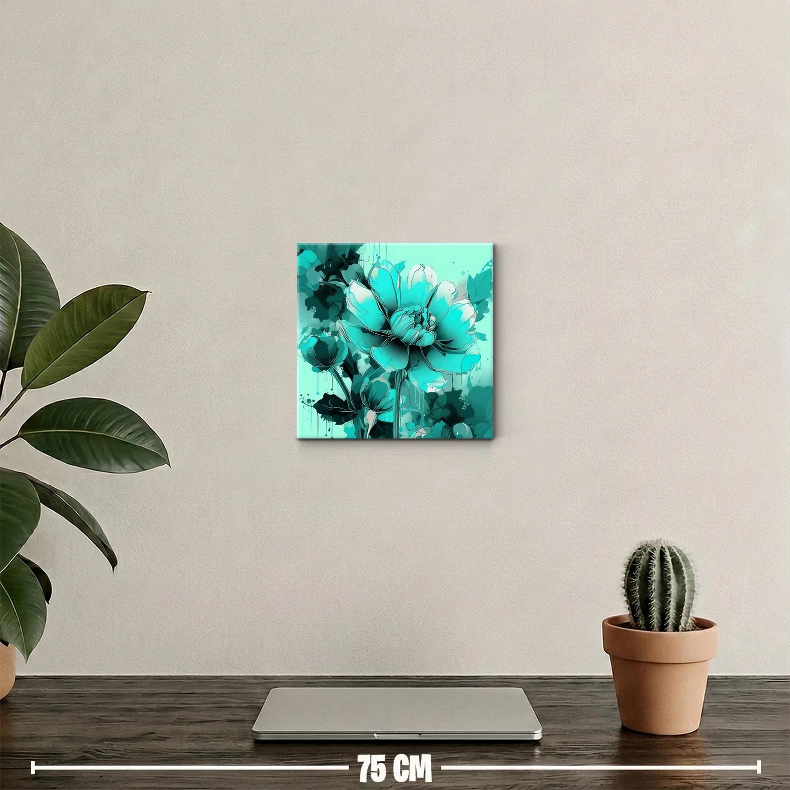 Flor decorativa en tonos turquesa con efecto acuarela — miniatura 2