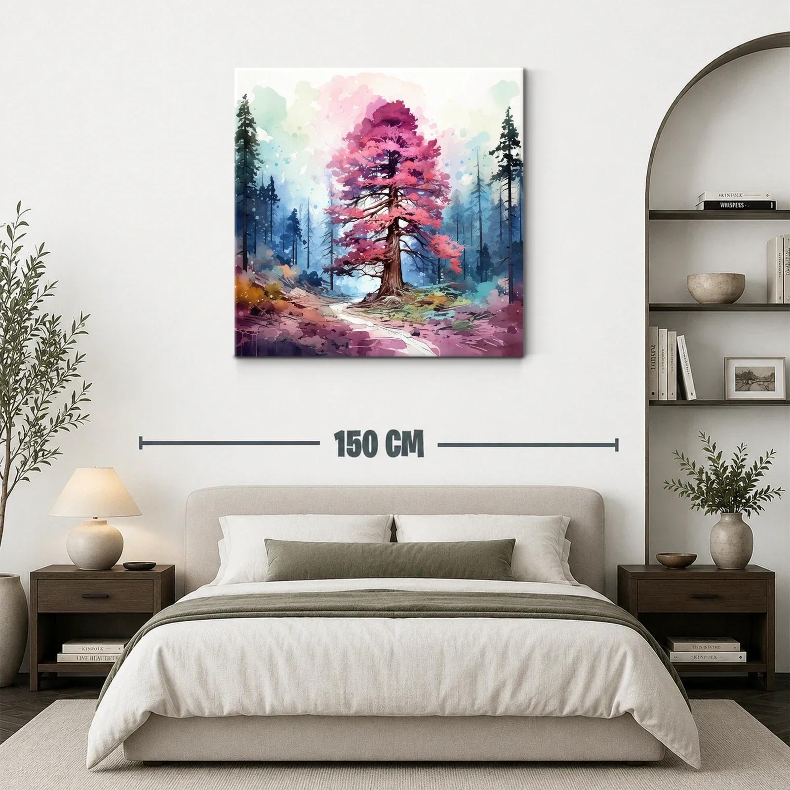 Árbol rosa en bosque de ensueño y tonos vibrantes — miniatura 3
