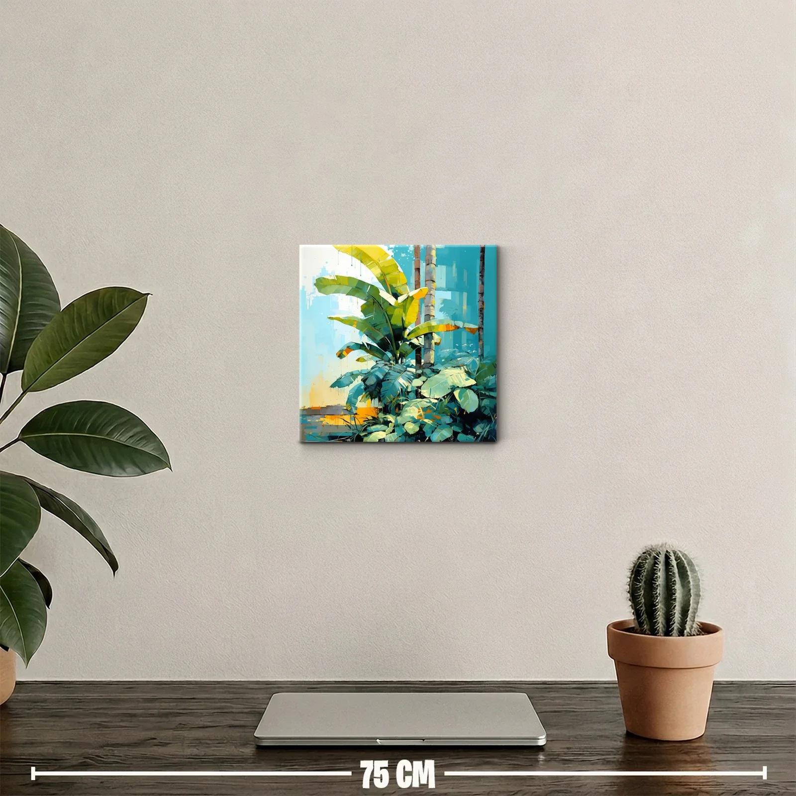 Exuberante jungla tropical con hojas verdes y luz cálida — miniatura 2