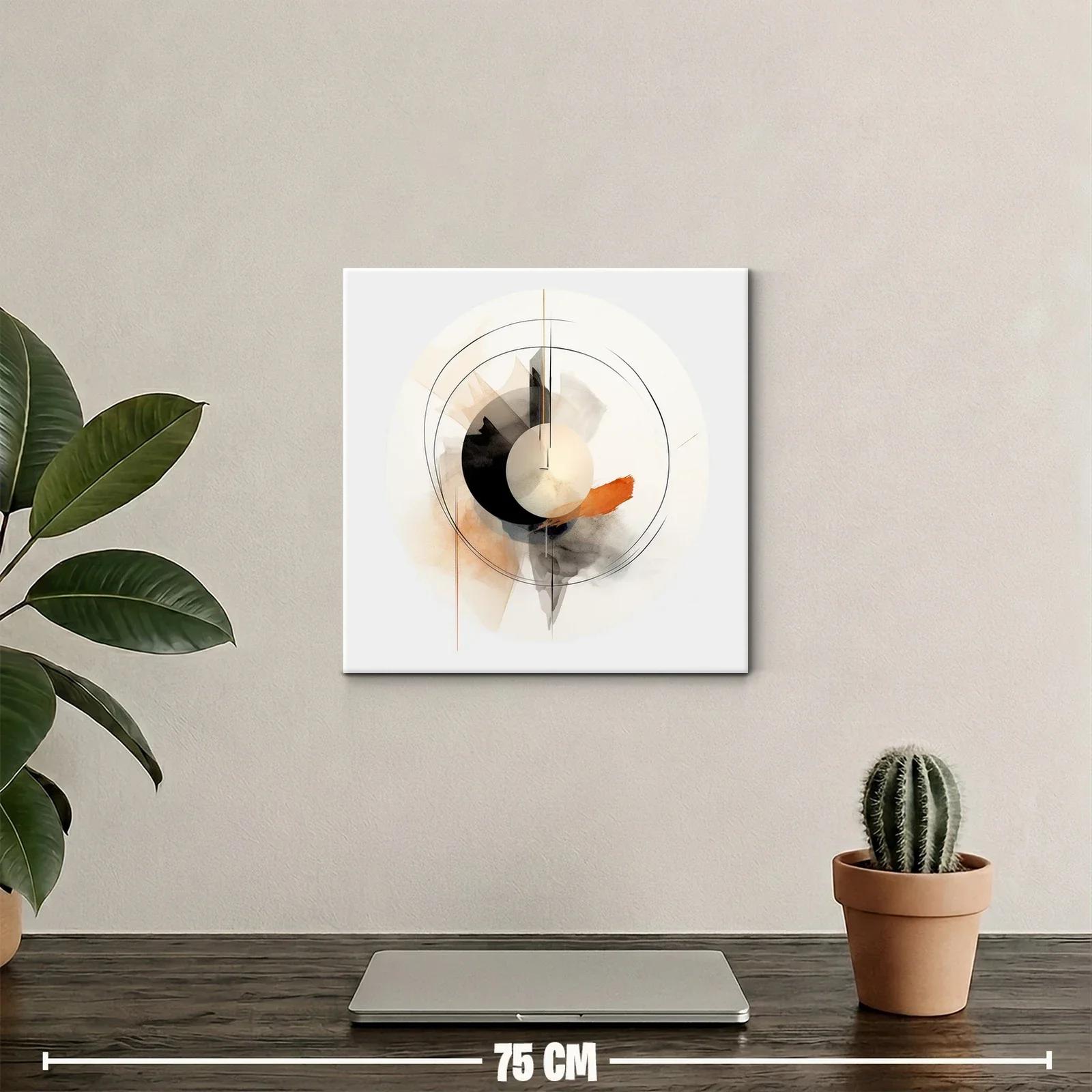 Composición Circular Abstracta en Tonos Neutros y Naranja — miniatura 2