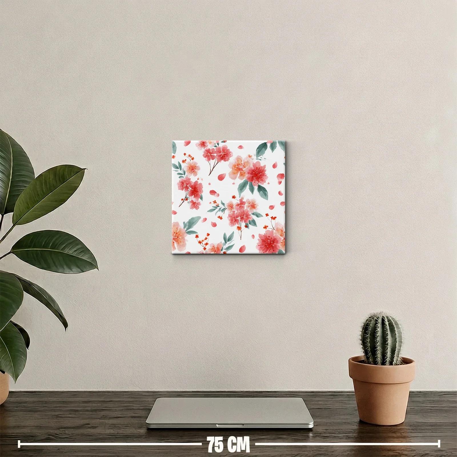 Cuadro decorativo con delicadas flores en tonos coral y verde — miniatura 2