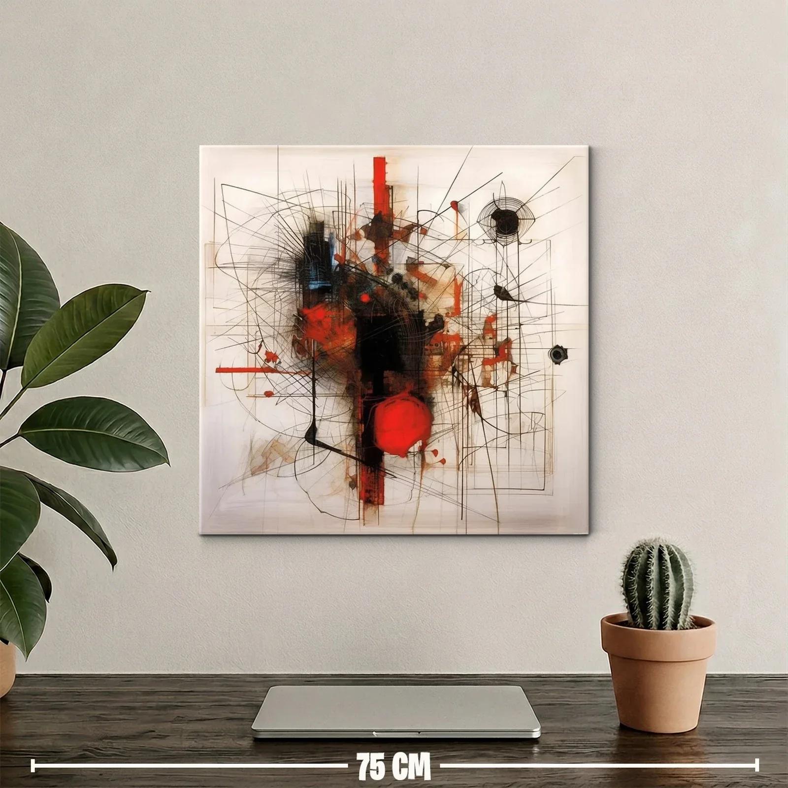 Composición abstracta con líneas y manchas rojas intensas — miniatura 2