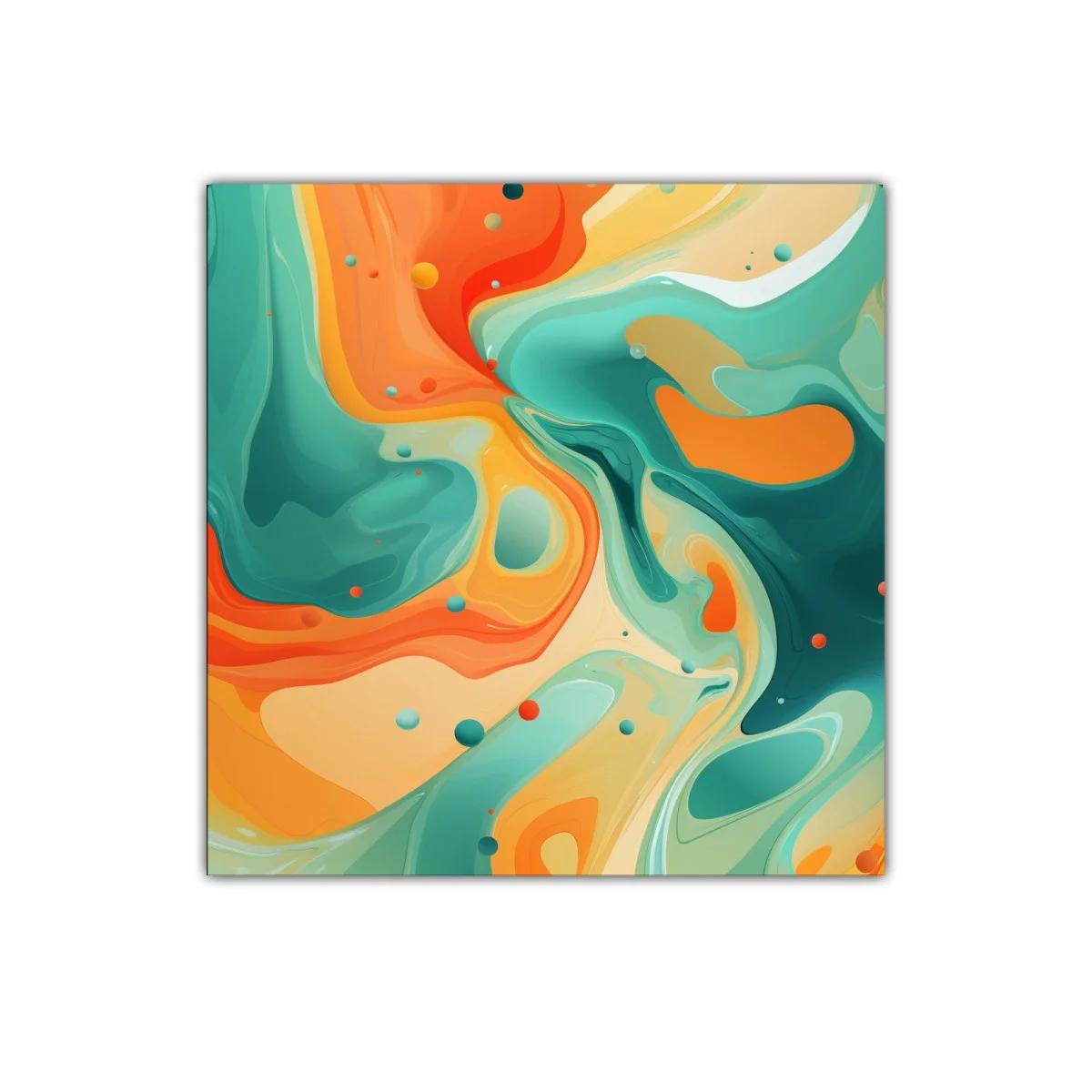 Arte abstracto con vibrantes tonos naranja y verde aqua — imagen principal