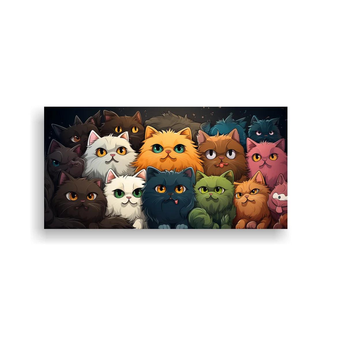 Cuadro grupo de gatos de ojos grandes con estrellas — imagen principal