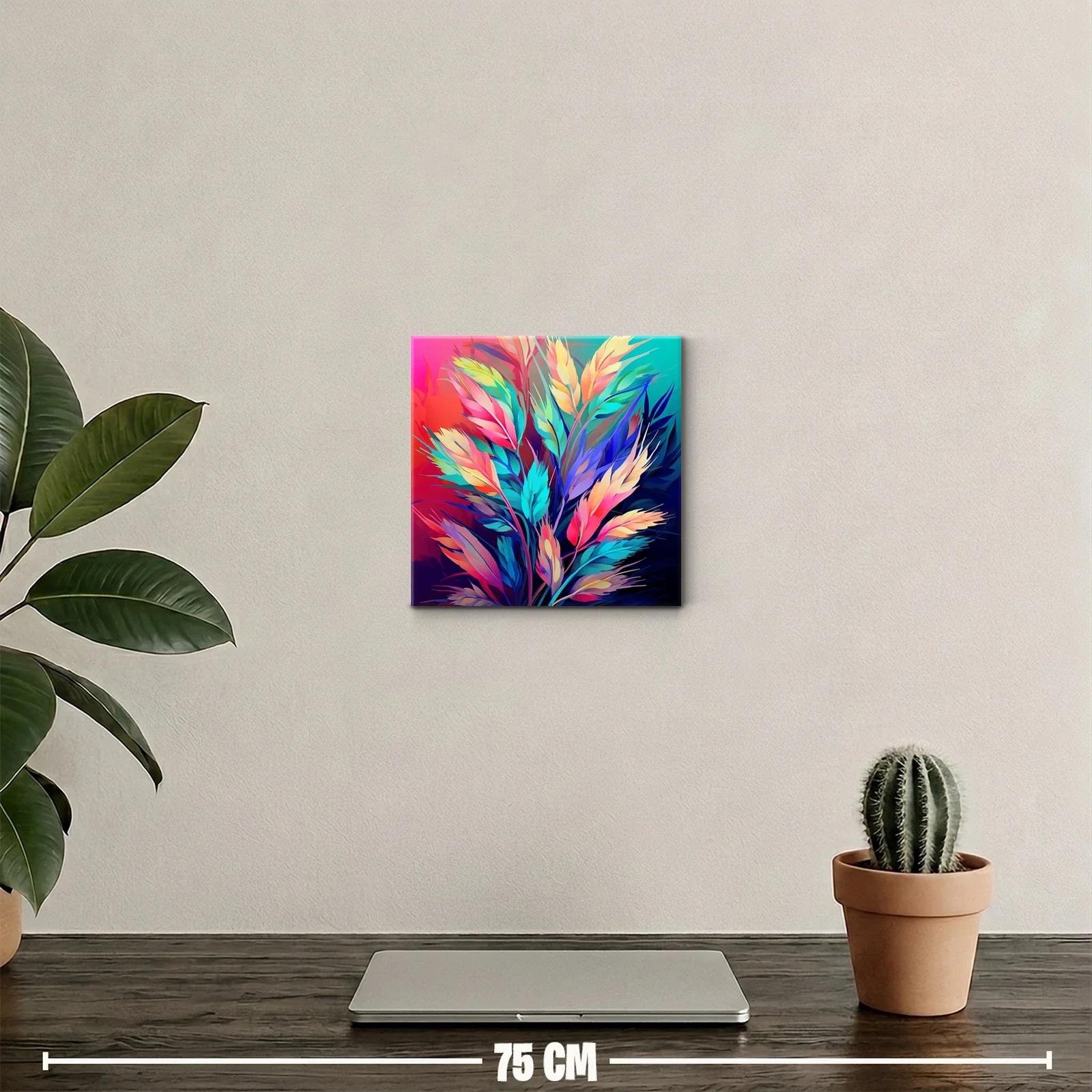 Cuadro Decorativo con Hojas en Tonos Vibrantes y Modernos — miniatura 2