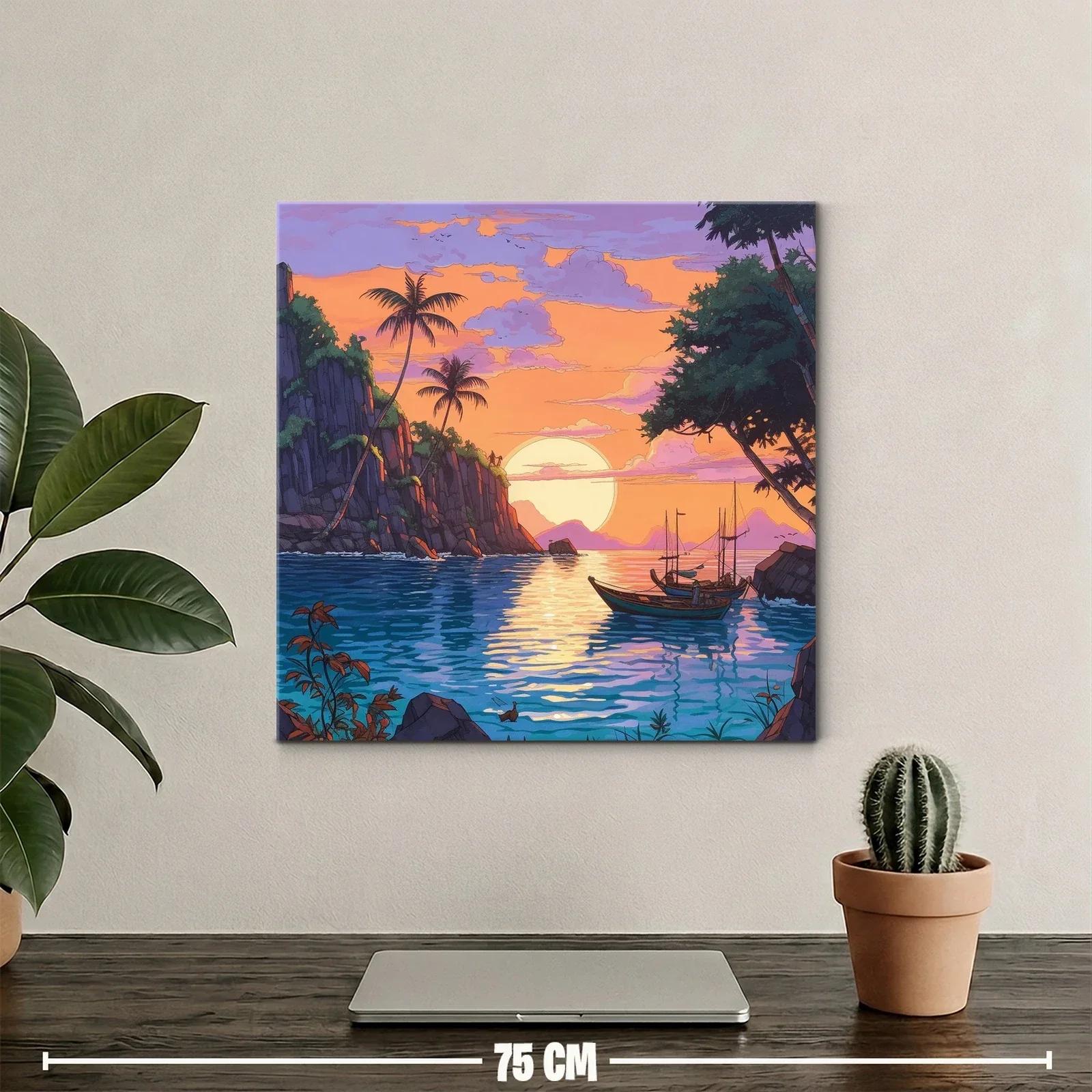 Atardecer tropical con barcas en paisajes serenos — miniatura 2