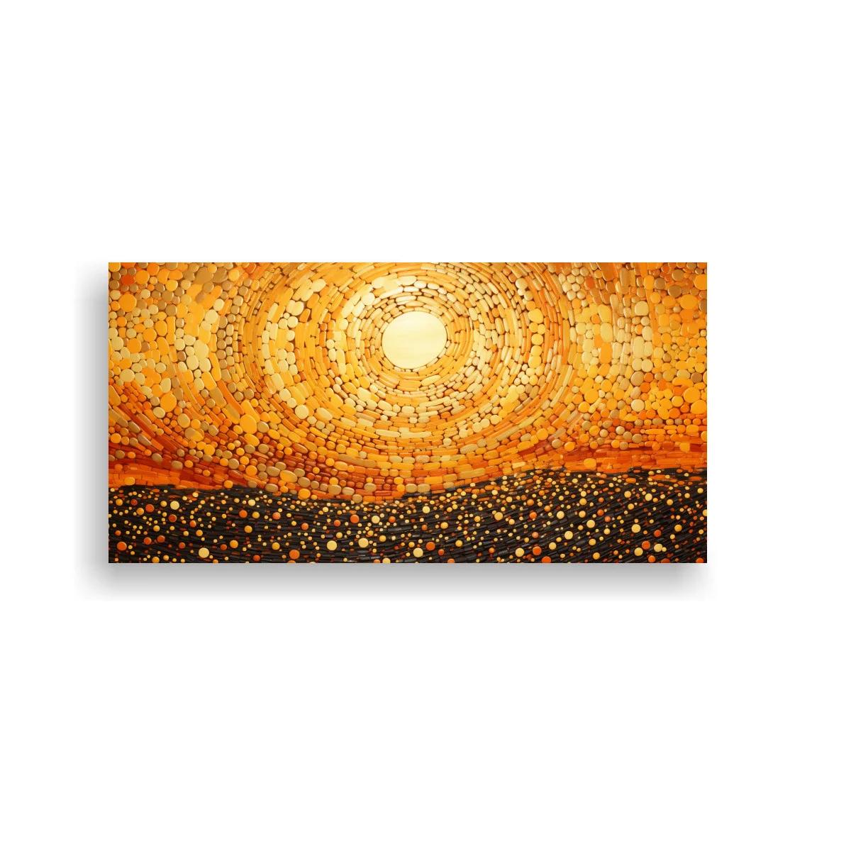 Cuadro sol radiante con anillos concéntricos texturizados