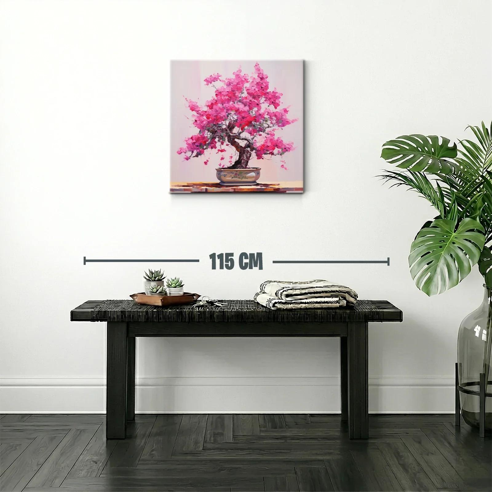 Cuadro con árbol de flores rosas en maceta elegante — miniatura 2