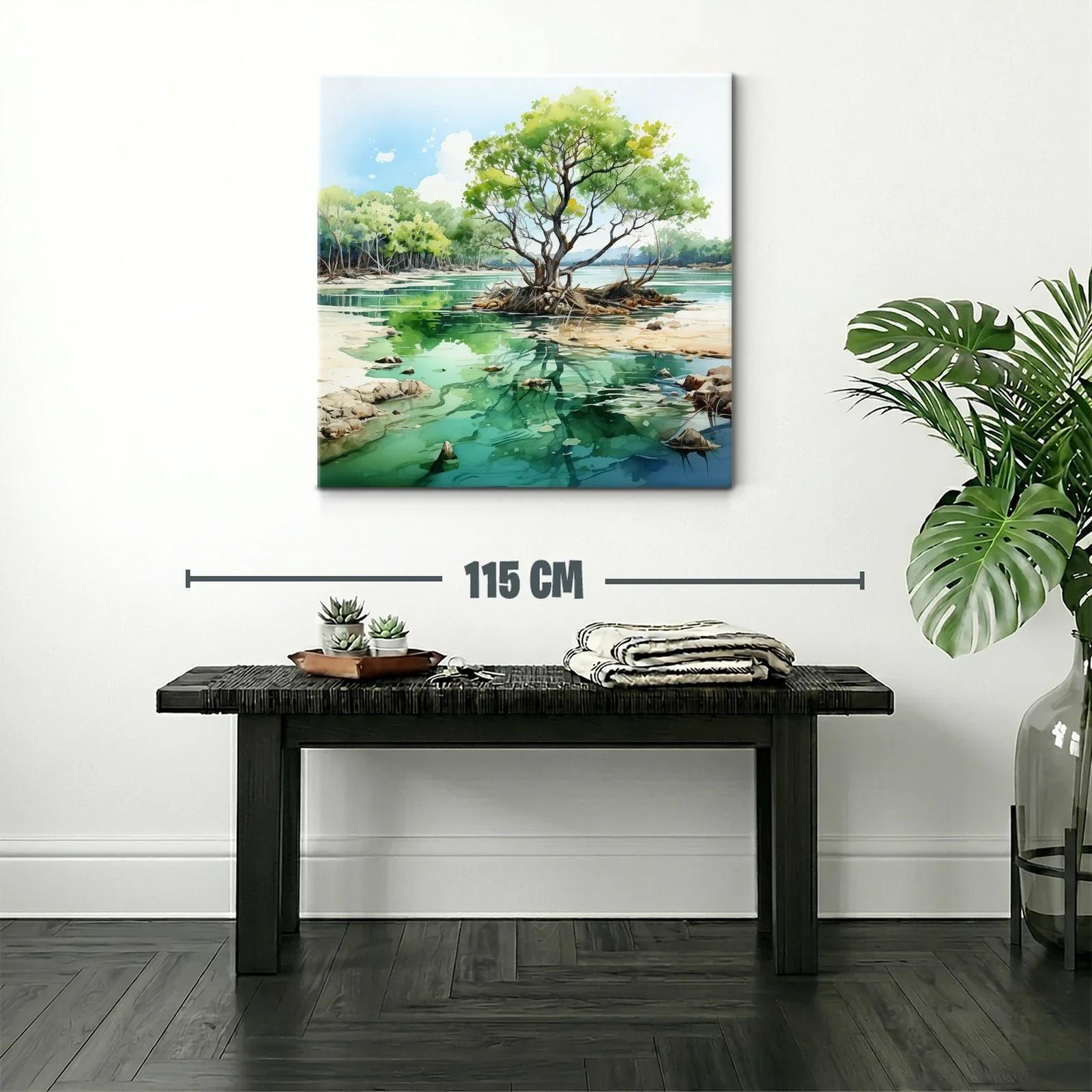 Serena escena natural con árbol y reflejos en lago tranquilo — miniatura 2