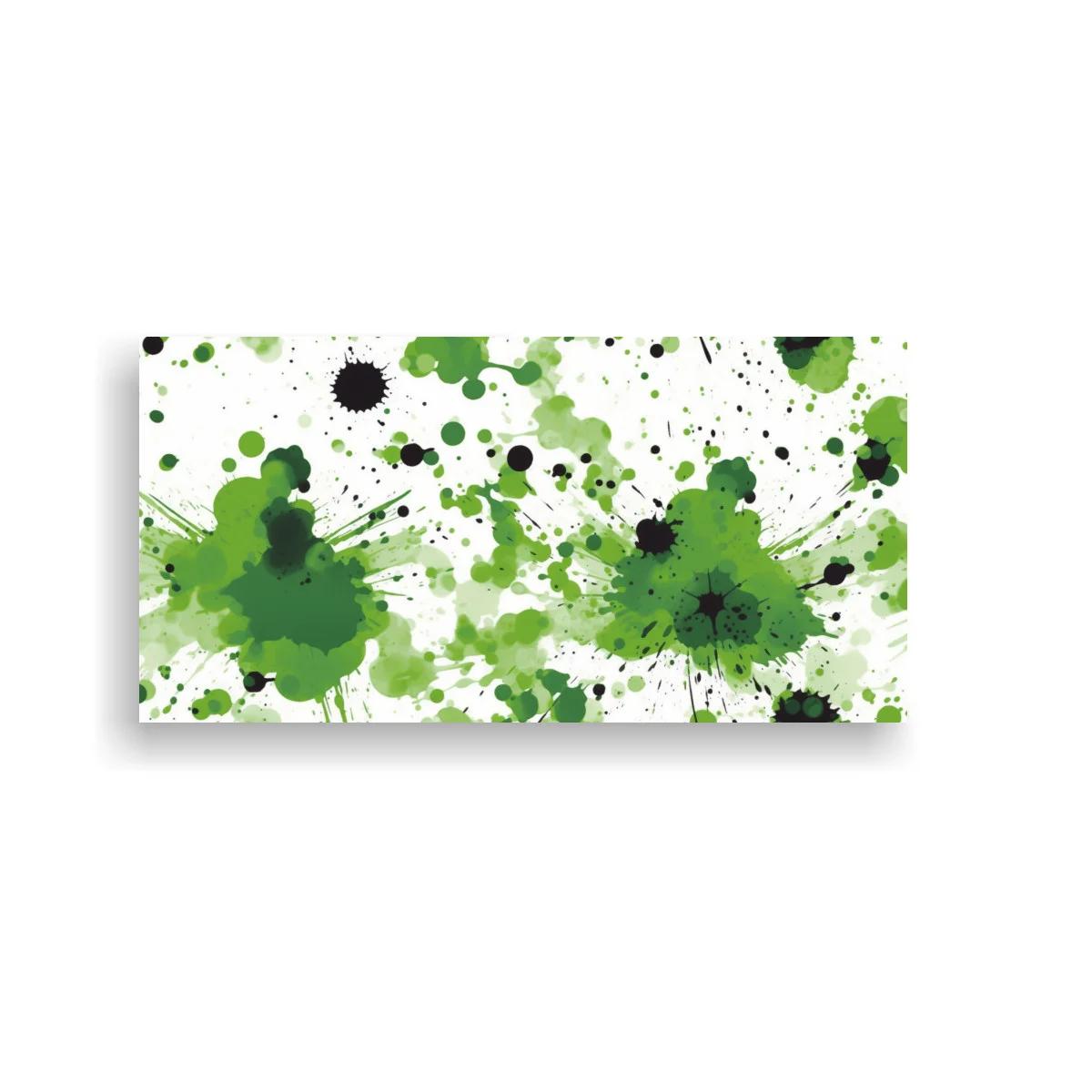 Cuadro salpicaduras de pintura verdes con gotas dispersas — imagen principal