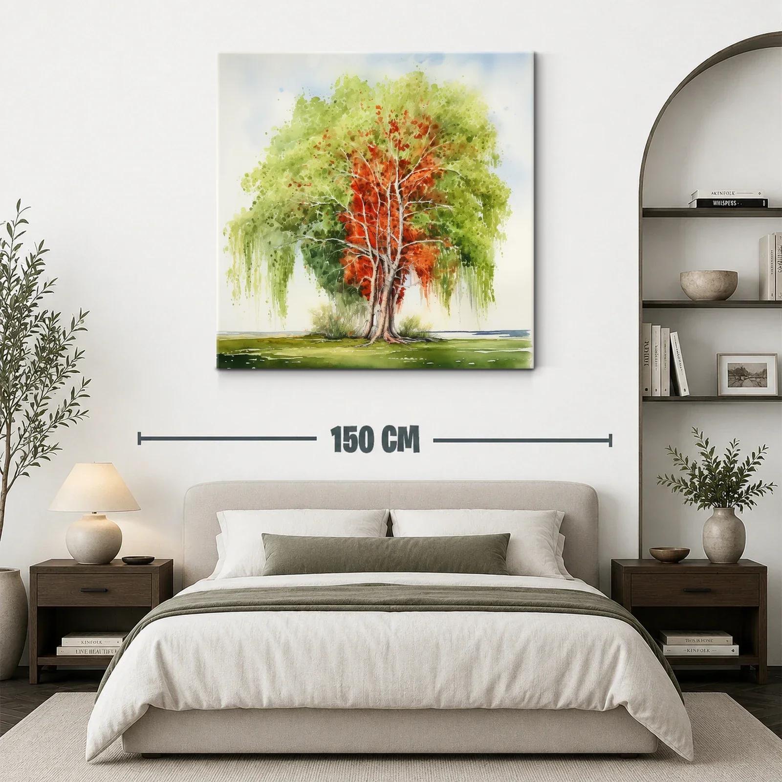 Árbol en plena transición con vibrantes tonos otoñales y verdes — miniatura 3