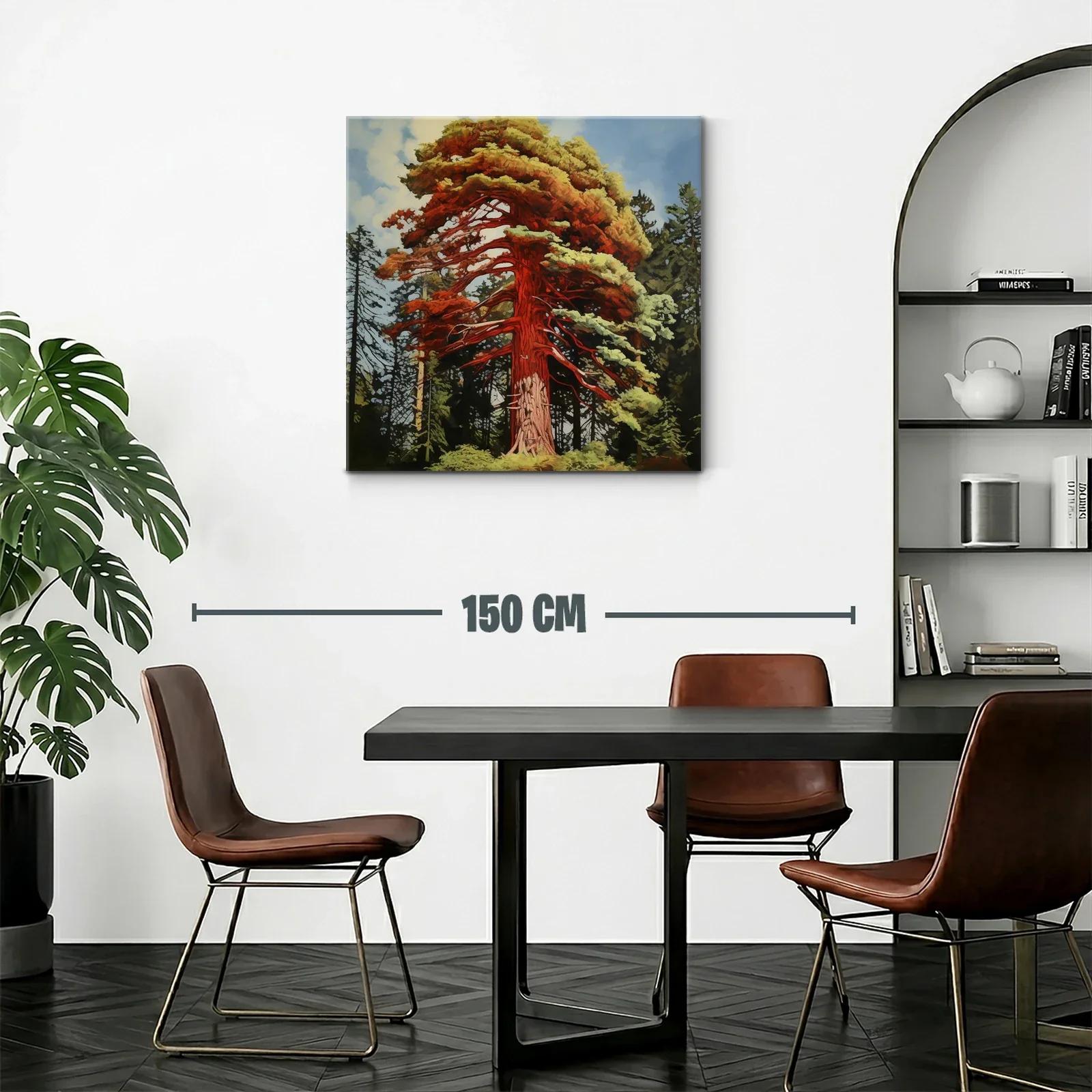 Imponente árbol rojo en bosque natural vibrante — miniatura 2