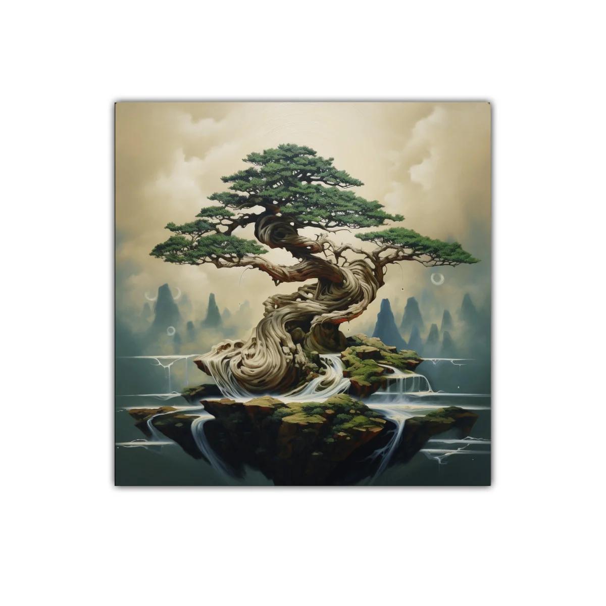 Árbol místico entre aguas y rocas flotantes — imagen principal