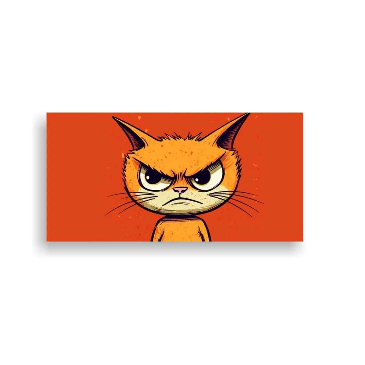 Cuadro gato naranja enojado de trazo minimalista