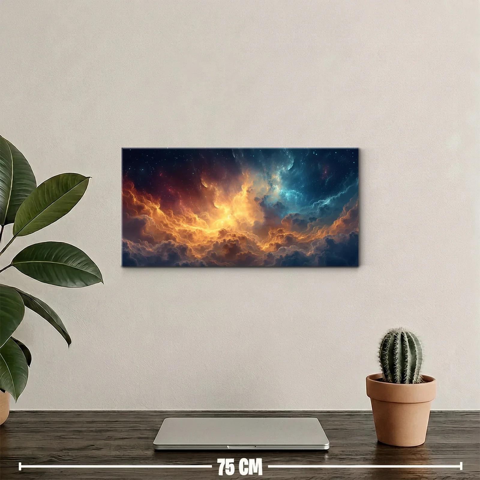 Cuadro cielo de nubes iluminadas con contraste dorado y azul — miniatura 2
