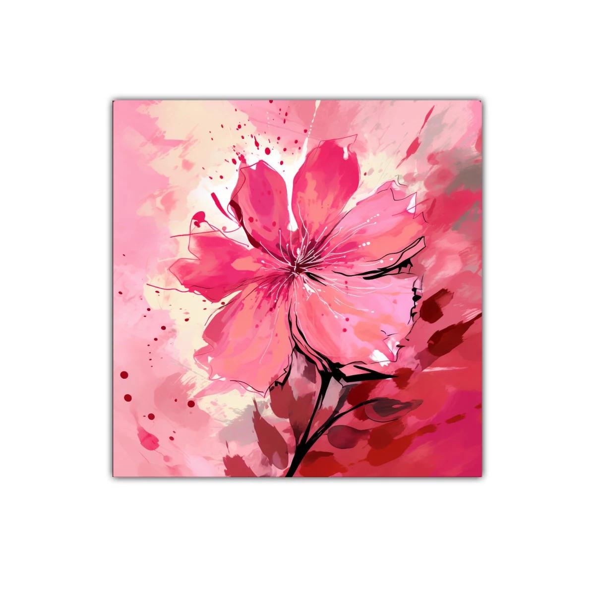 Cuadro decorativo flor abstracta en tonos rosas vibrantes — imagen principal