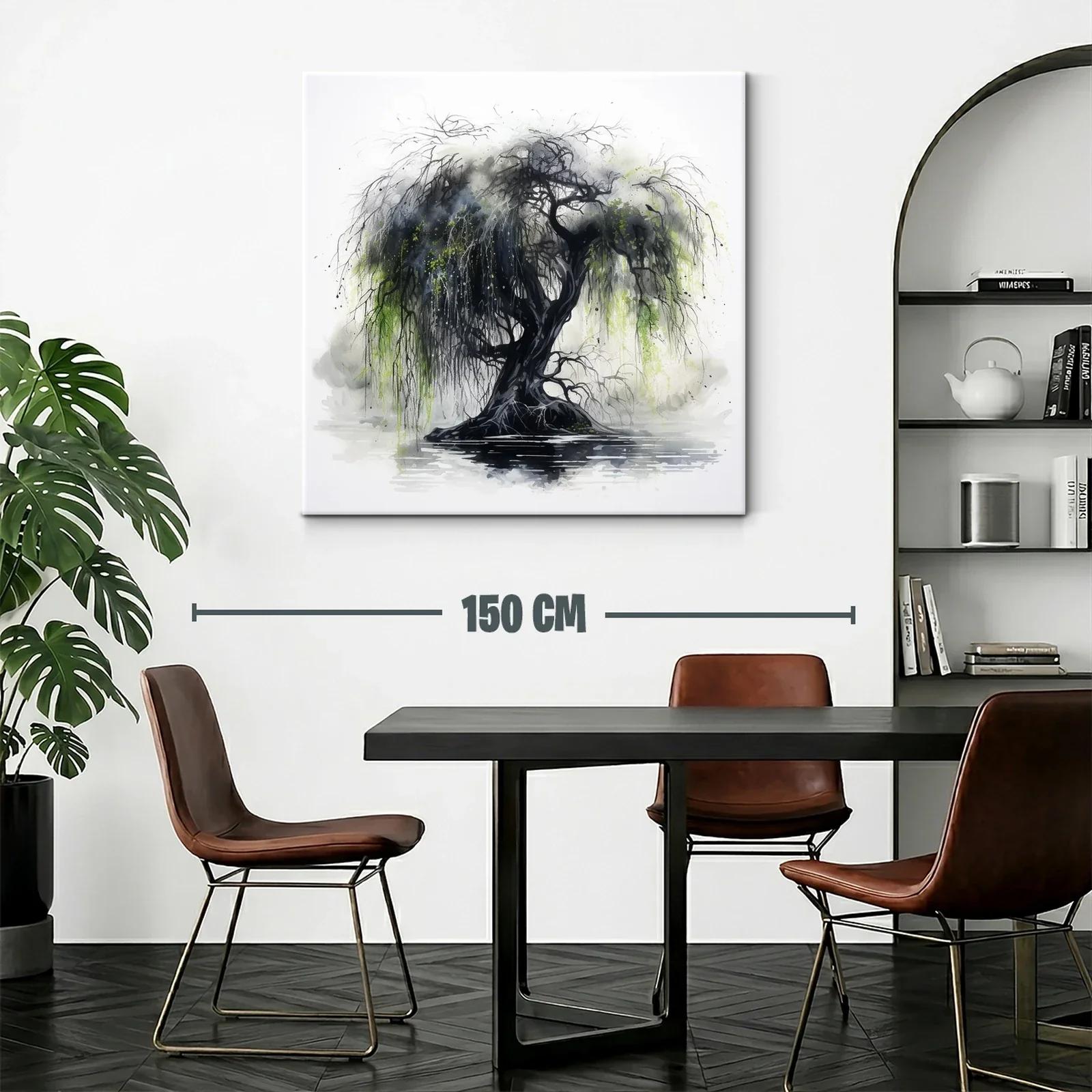 Árbol oscuro con ramas colgantes y reflejos de agua — miniatura 2