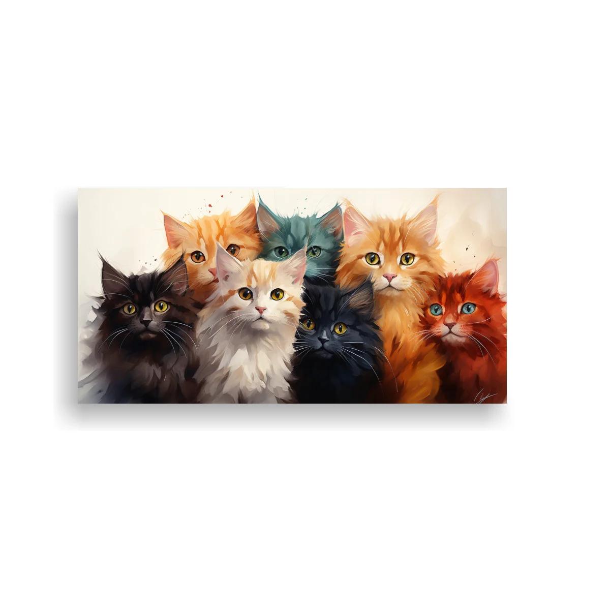 Cuadro grupo de gatos de pelo largo con salpicaduras