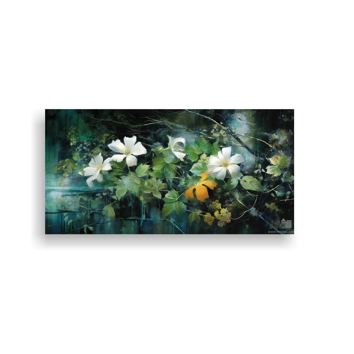 Cuadro magnolias blancas con fondo oscuro