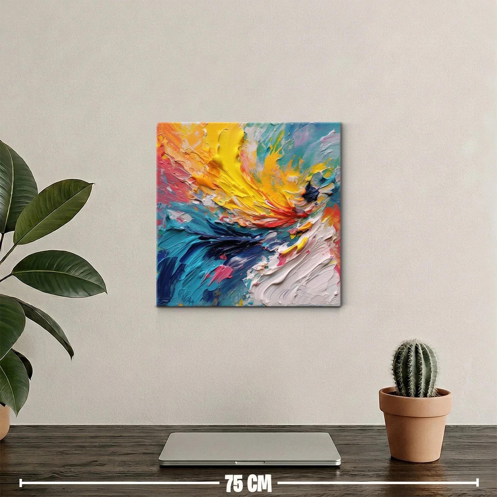 Cuadro abstracto en vibrantes tonos amarillo y azul — miniatura 2
