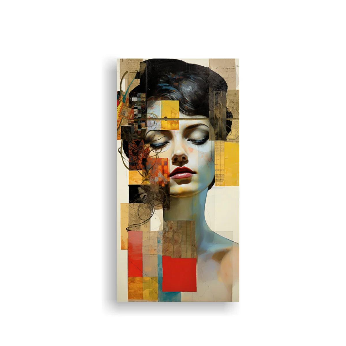 Cuadro rostro de mujer con collage geométrico