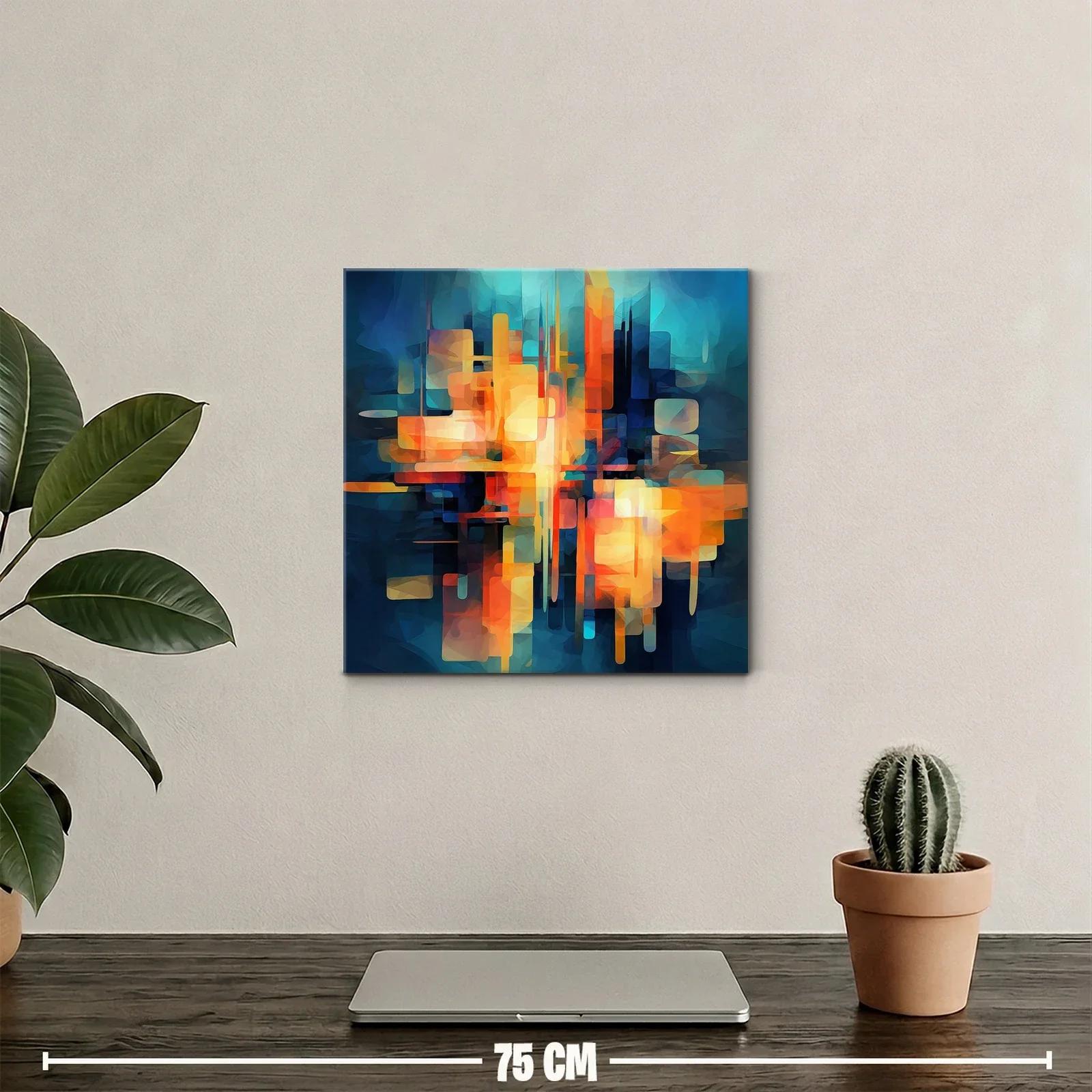 Composición abstracta vibrante en tonos cálidos y fríos — miniatura 2