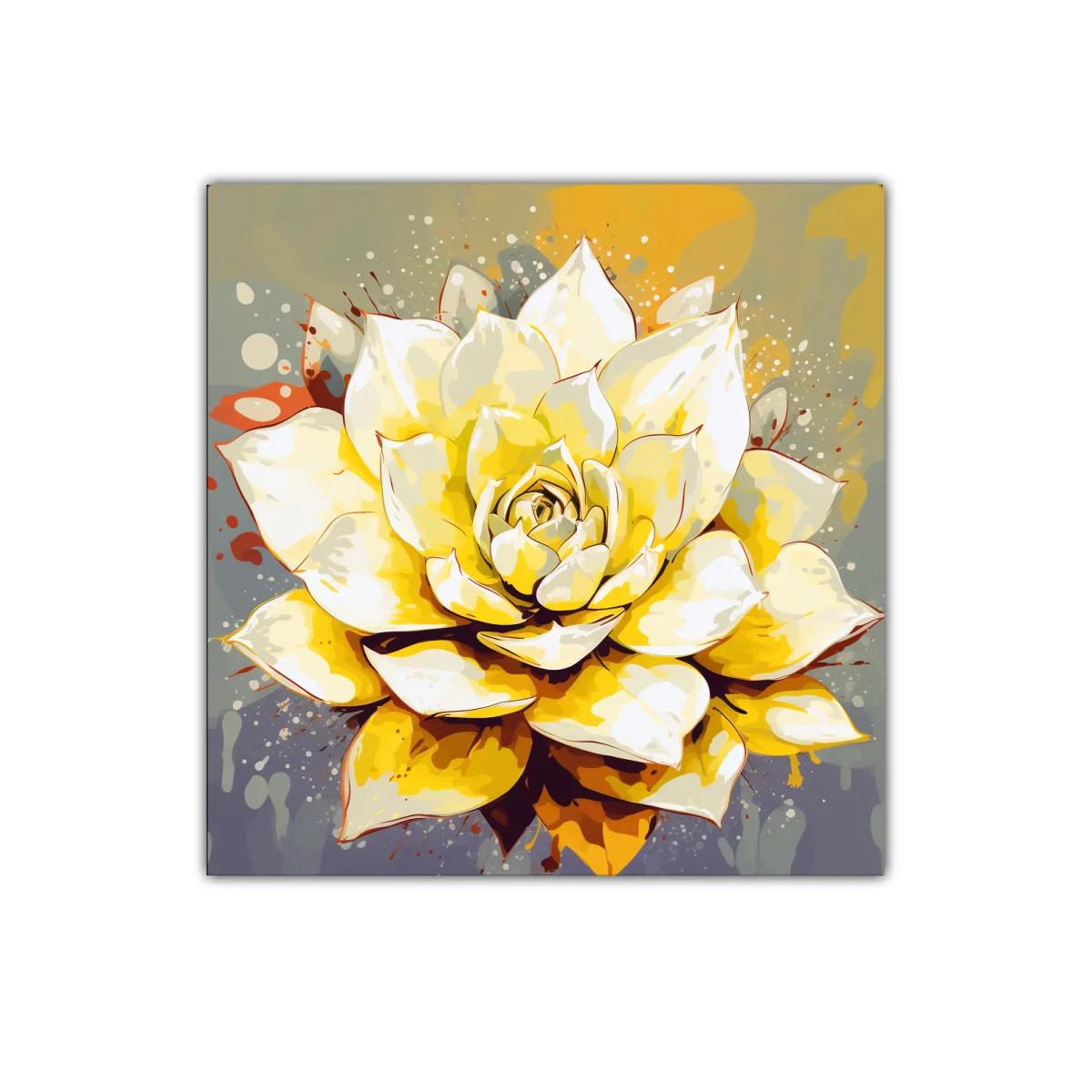 Cuadro decorativo flor amarilla con toque artístico moderno — imagen principal