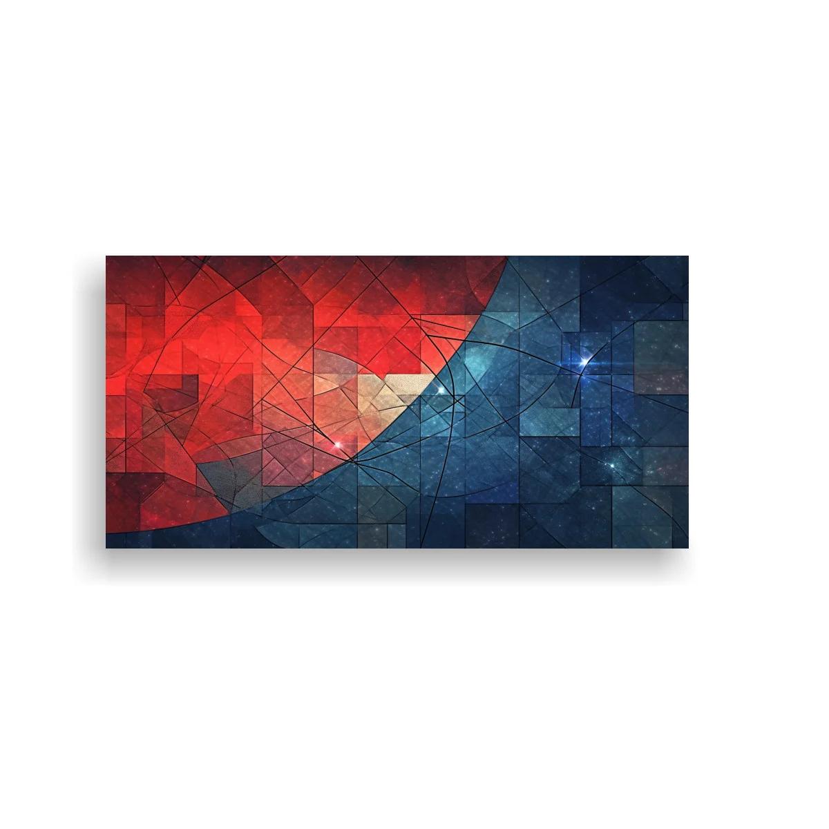 Cuadro mosaico de polígonos con curva luminosa