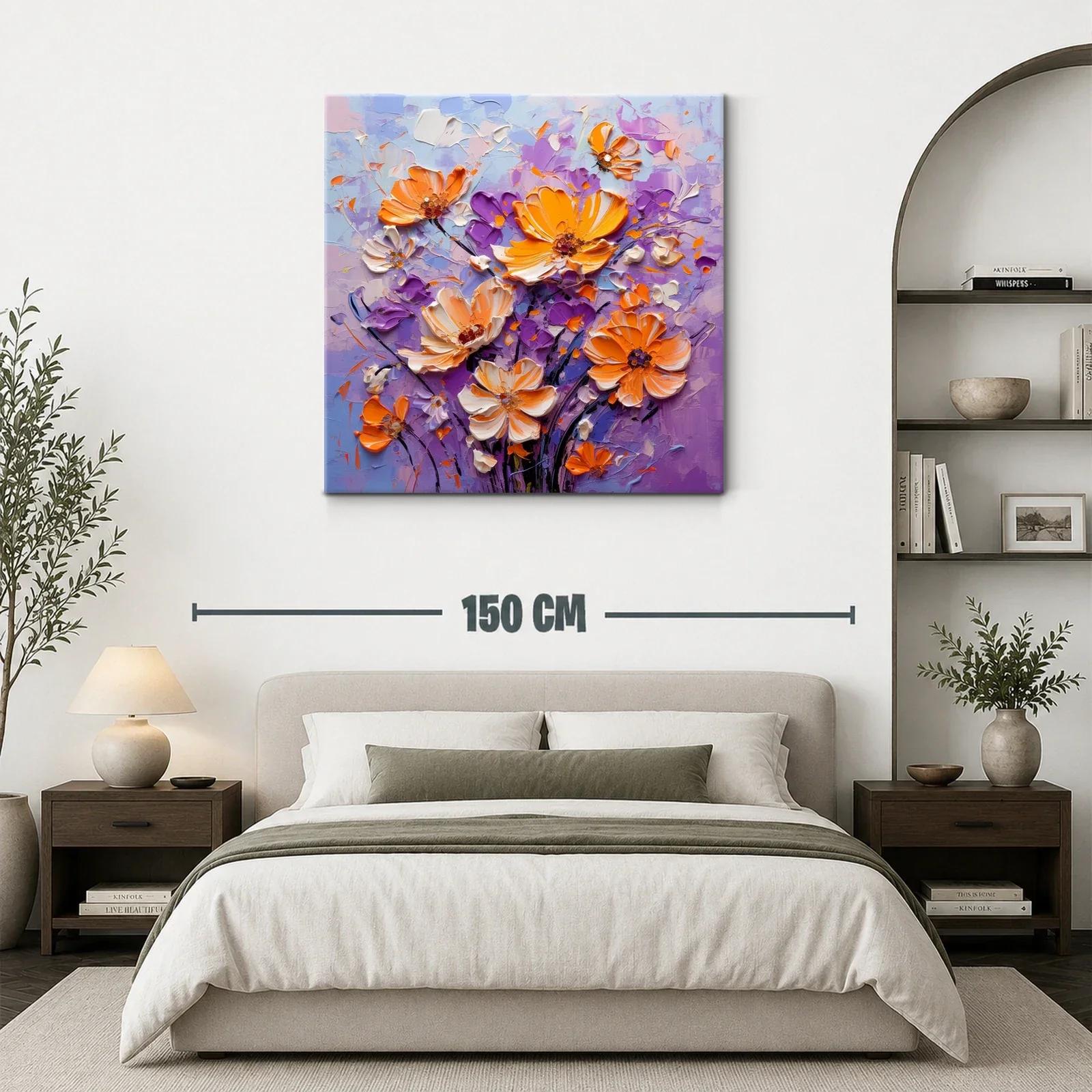 Ramo moderno con flores naranjas y violetas vibrantes — miniatura 3