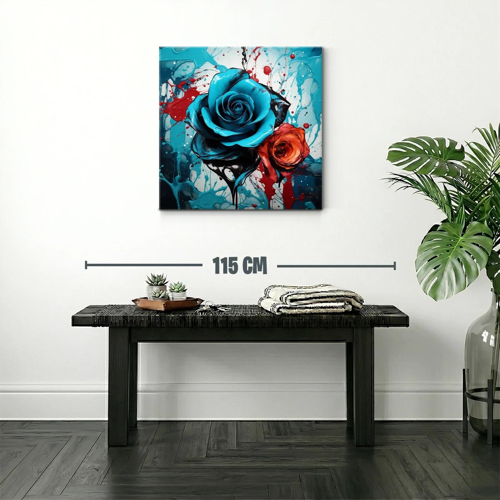 Rosas vibrantes en contraste de azul y rojo — miniatura 2