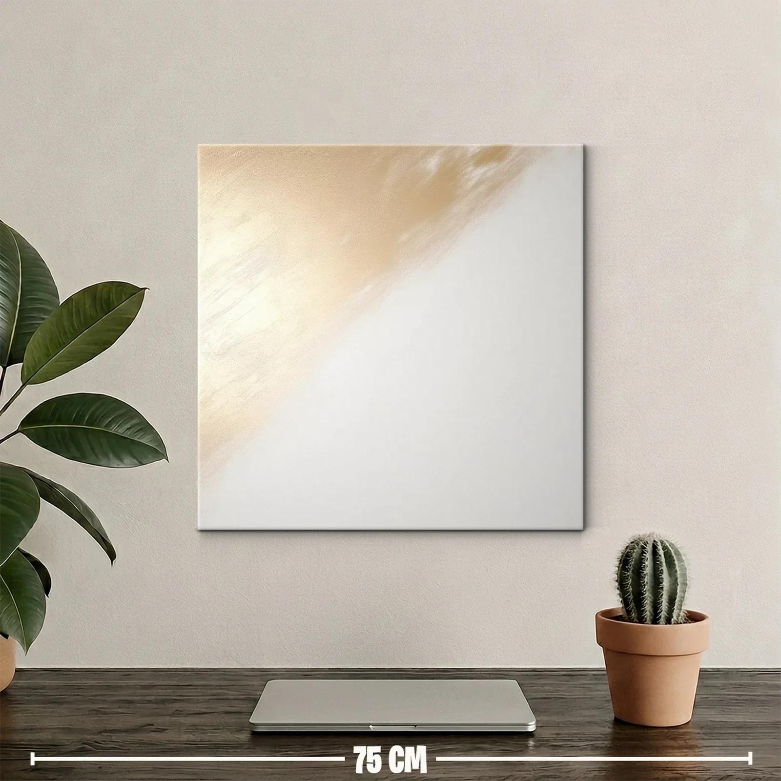 Cuadro abstracto con tonos suaves dorados y blancos — miniatura 2