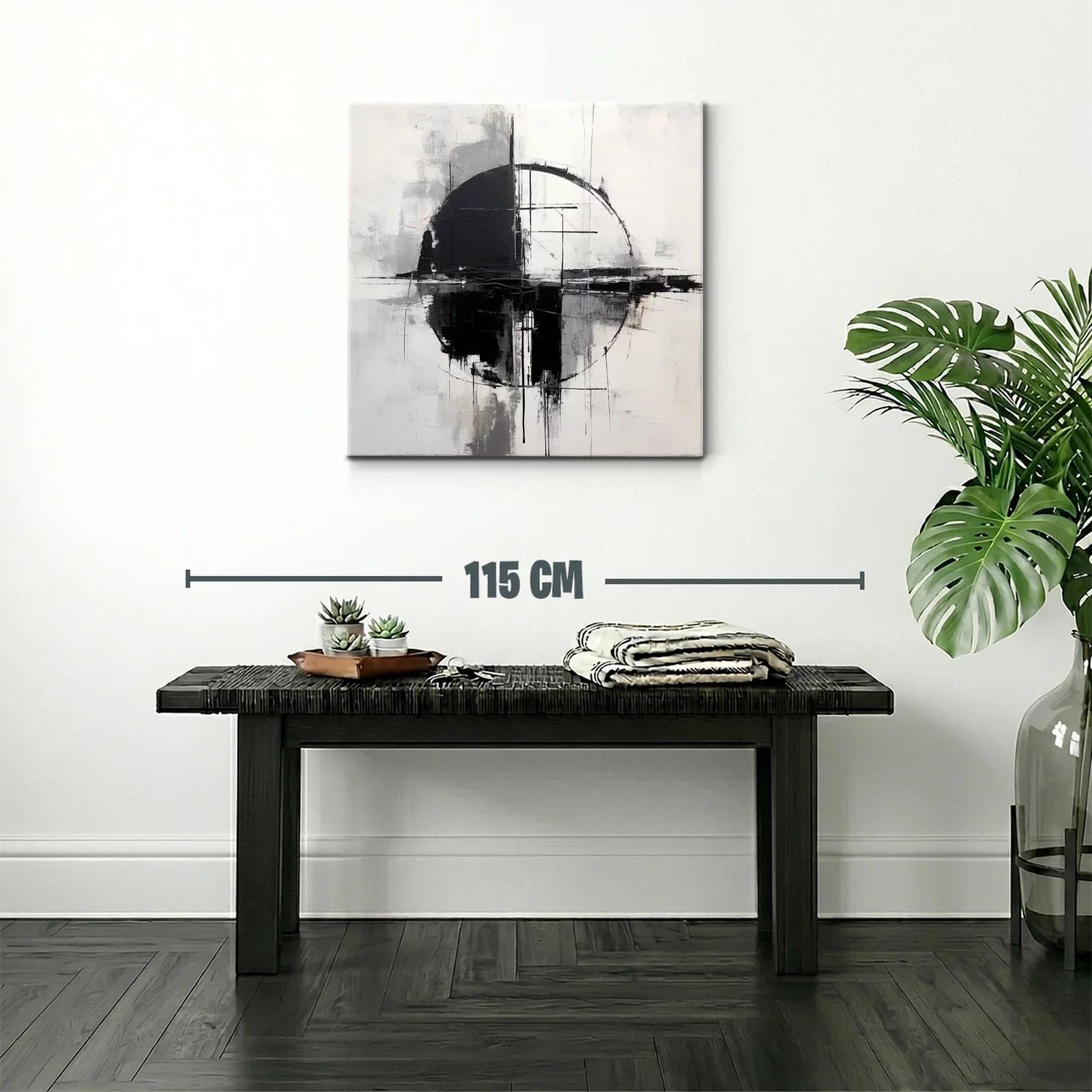Arte Abstracto Geométrico en Blanco y Negro Equilibrado — miniatura 2