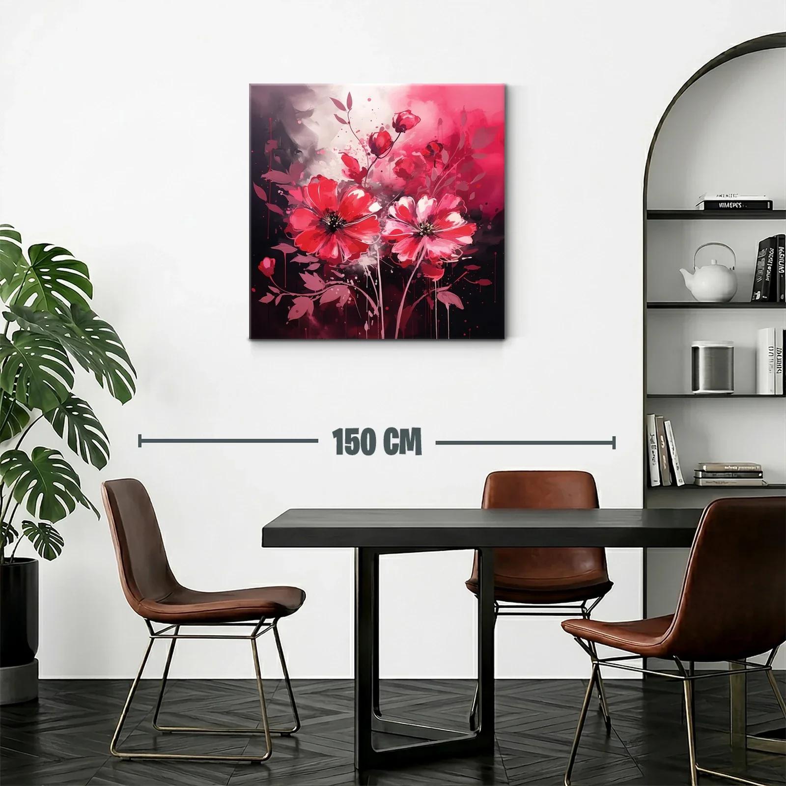 Flores vibrantes en tonos rojos y rosas con fondo oscuro — miniatura 2