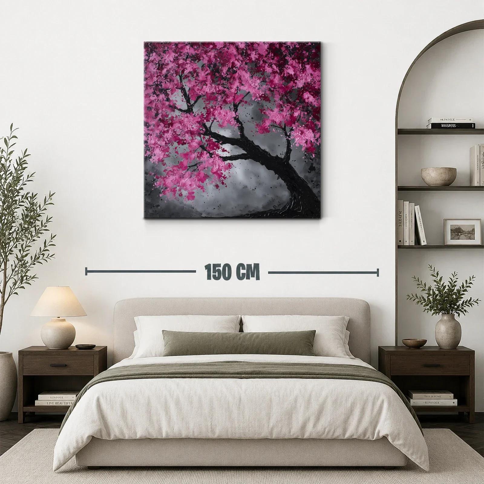 Árbol floreciente con tonos fucsia y fondo gris acero — miniatura 3