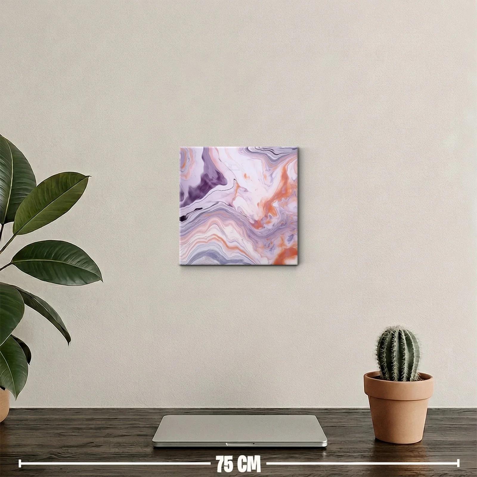 Cuadro abstracto con tonos morados y naranjas fluidos — miniatura 2