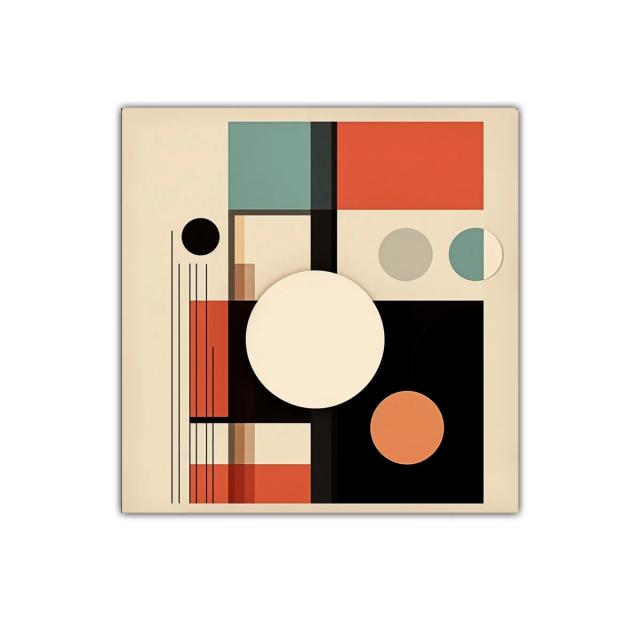 Cuadro decorativo con diseño geométrico y colores cálidos