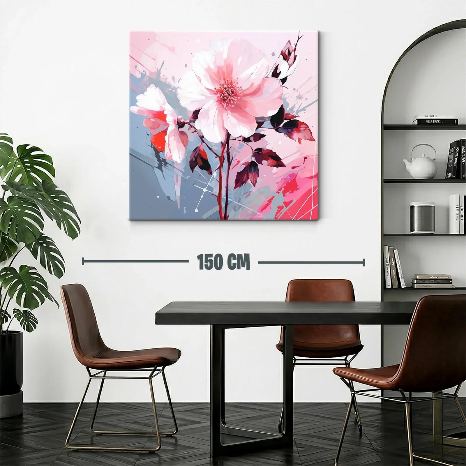 Flores en tonos rosa y rojo con toque abstracto moderno — miniatura 2